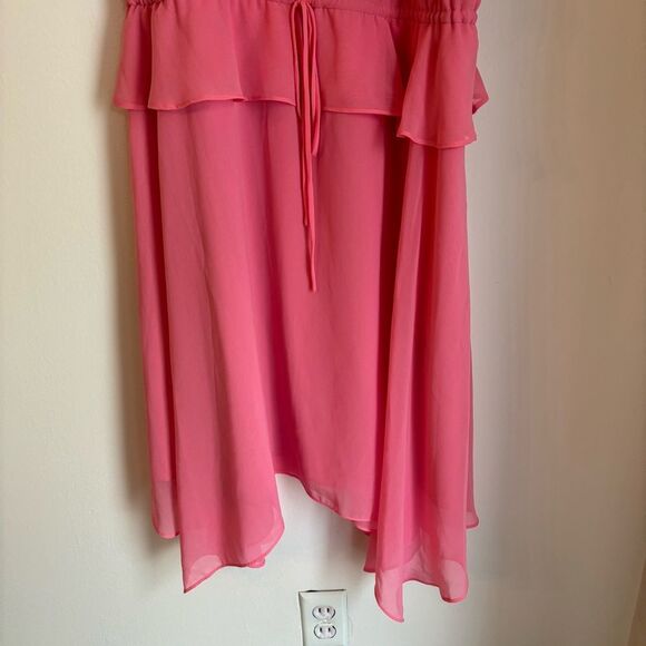 Sam Edelman Tiered handkerchief tie string dress in watermelon punch size 14 NWT - Picture 9 of 15